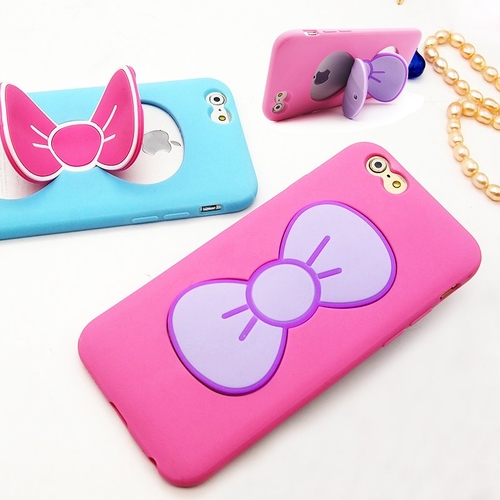 Silicone iPhone Case With Bowknot Stand