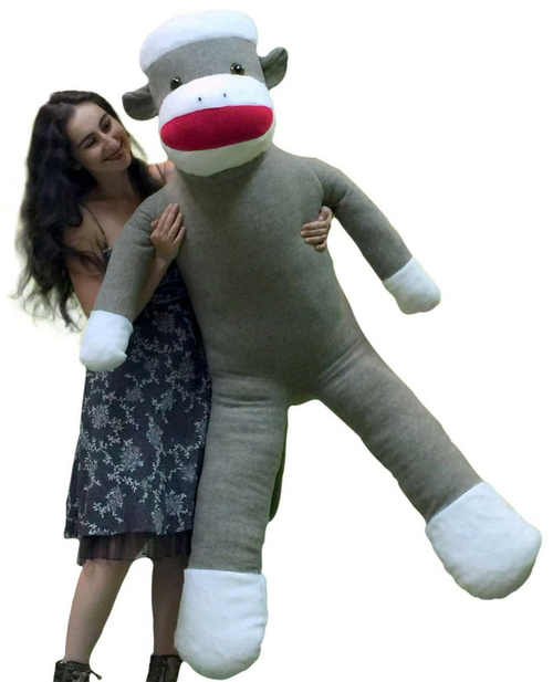 Big Plush 6 Foot Giant Sock Monkey Soft Huge Stuffed Animal Made in