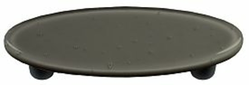Hot Knobs HK1042-POB Deco Gray Oval Glass Cabinet Pull - Black Post