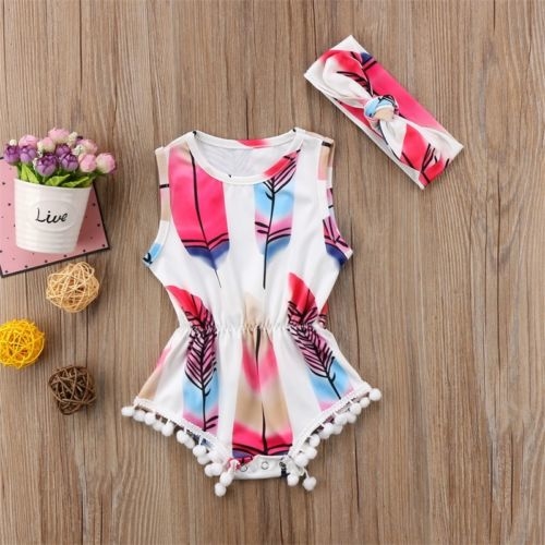 Newborn Baby Girls Clothes Tassel Bodysuit