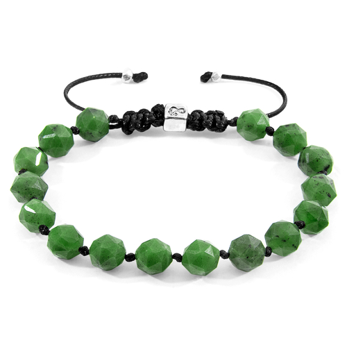 Green Jade Zebedee Silver and Stone Beaded Macrame