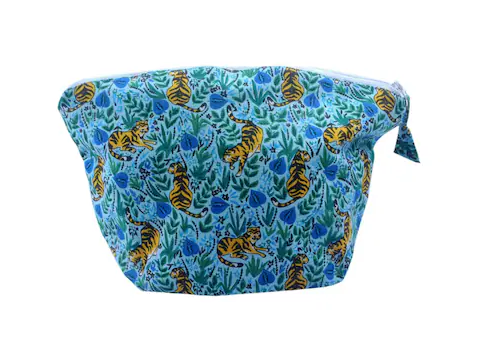 Blue Tiger Print Cosmetic & Travel Pouch For Ladies And Girls