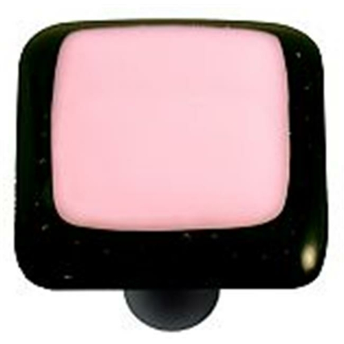 Hot Knobs HK5000-KB Black Border with Petal Pink Square Glass Cabinet