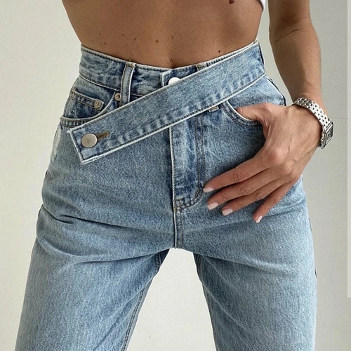 Straight Denim High Waist Jeans Women Pants