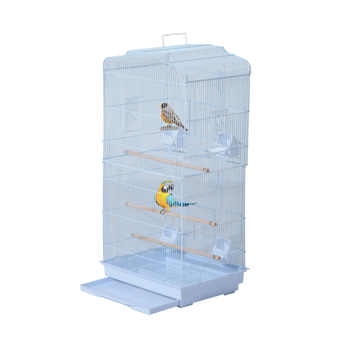 PawHut Vision Bird Cage 36" Macaw Cage 2 Doors 4 Feeder White