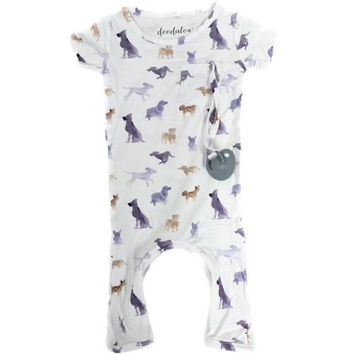 I Woof You! - Doodalou Bamboo Baby Romper Short Sleeve with Pants - 0