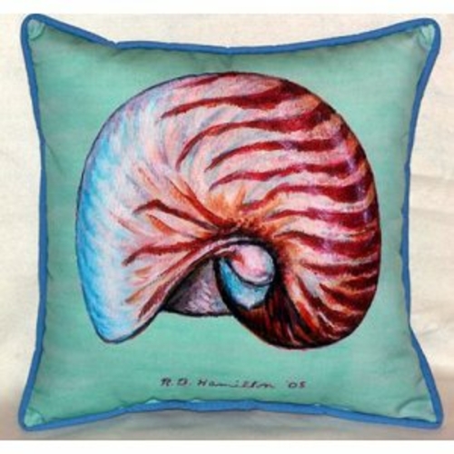 Betsy Drake HJ118C Nautilus - Teal Indoor & Outdoor Throw Pillow- 18 x