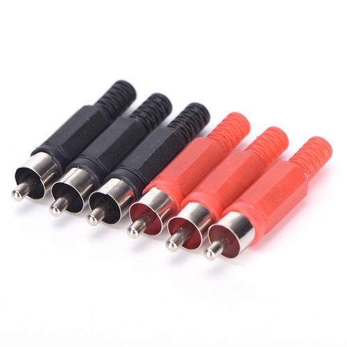 20 Pcs Black & Red Solder RCA Male Plug Audio