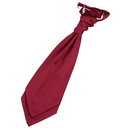Plain Satin Pre-Tied Ruche Cravat - Burgundy