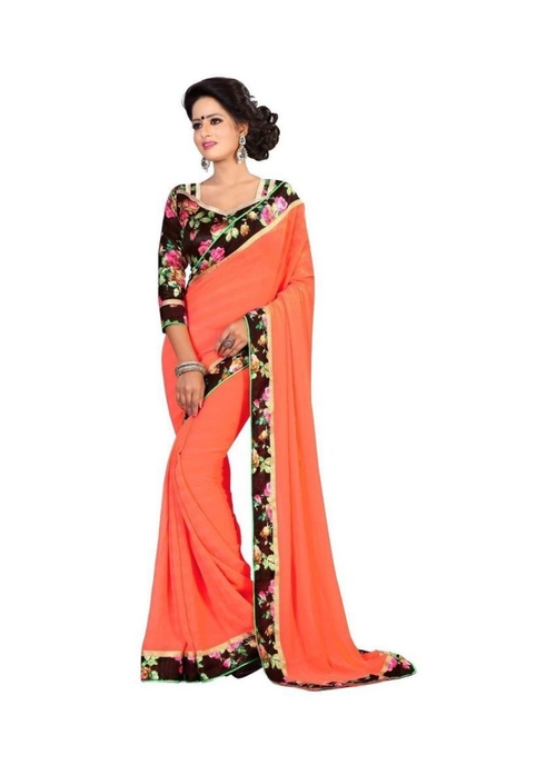 Orange Color Chiffon  Saree