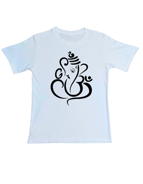 Regular Fit White Tshirt for men & women for Evergreen- Ganesh puja