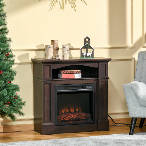 HOMCOM Electric Fireplace with Mantel, Freestanding Heater Corner