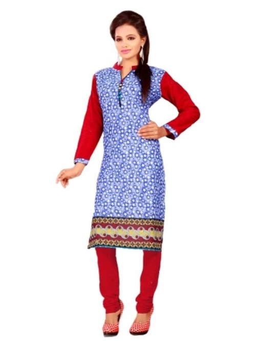 Blue & Red Printed Casual Women’s Kurti