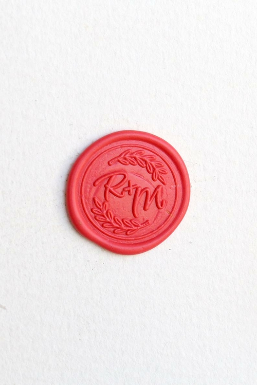 Custom Wedding Wax Seal Stamp Initials with leaves
