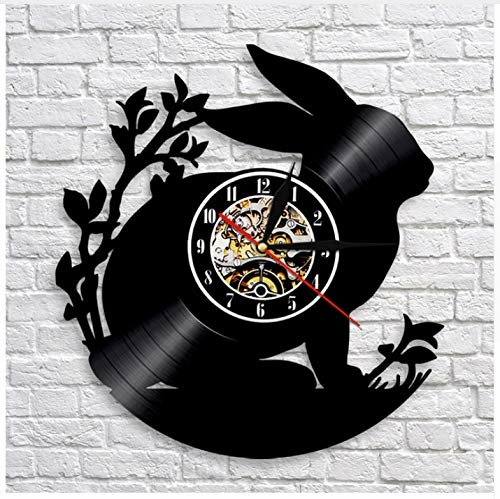 RABBIT SILHOUETTE WALL DECOR VINYL RECORD WALL CLOCK GIFT