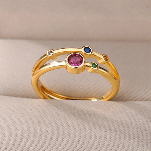 Double Layer Gemstone Ring