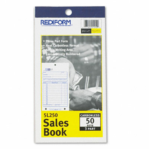 Rediform 5L250 Sales Form  3-5/8 x 6 3/8  Carbonless Triplicate  50 Se