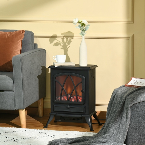 HOMCOM Free Stand Electric Fireplace Stove Heater with Adjustable LED