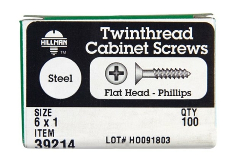 Hillman 39214 6 x 1B x 100 Twinfast Cabinet Screws