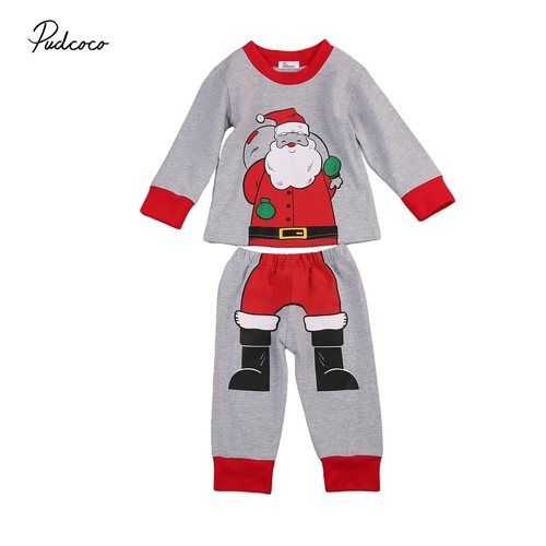 Xmas Kids Boys Santa Pajama Pjs Clothing Set