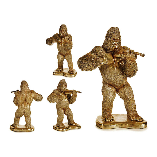 Decorative Figure Gorilla Golden Resin 16 x 40 x 30 cm