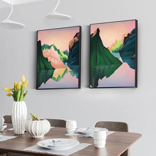 Abstract Mountains River Pink Canvas