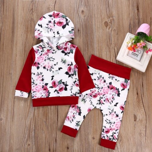 Fashion Newborn Baby Girls Floral Hooded Long