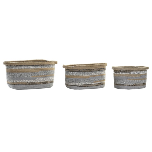 Basket set DKD Home Decor Cotton Jute (34 x 25 x 22 cm)