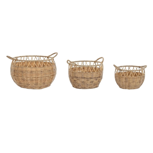 Basket set DKD Home Decor Natural Metal Polyethylene 38 x 38 x 34 cm