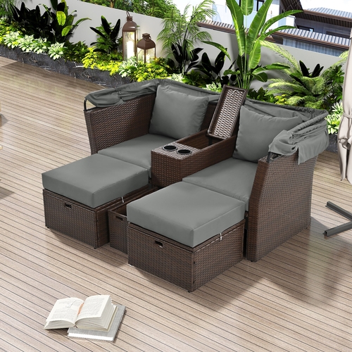 2-Seater Outdoor Patio Daybed Outdoor Double Daybed Outdoor Loveseat