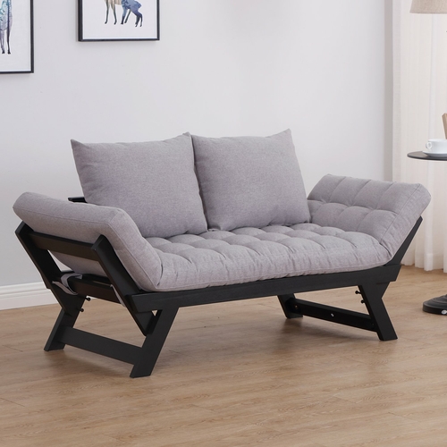 HOMCOM Convertible Sofa Bed Futon Loveseat Living Room with Pillow