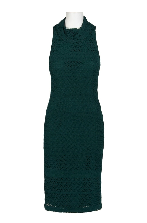 Adrianna Papell Cowl Neck Sleeveless Bodycon Zipper Back Knit Lace