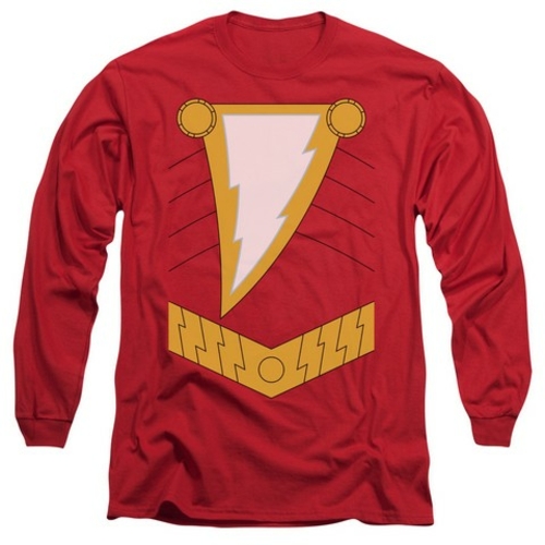 Trevco Jla-Shazam Long Sleeve Adult 18-1 Tee- Red - Medium