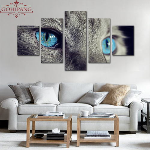 HD Print 5 Canvas Art Painting Gray Cat