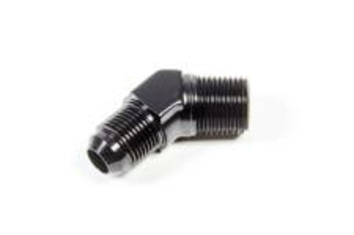 45 deg 8 AN Male to 0.5 in. NPT Male Aluminum Adapter Fitting, Bla