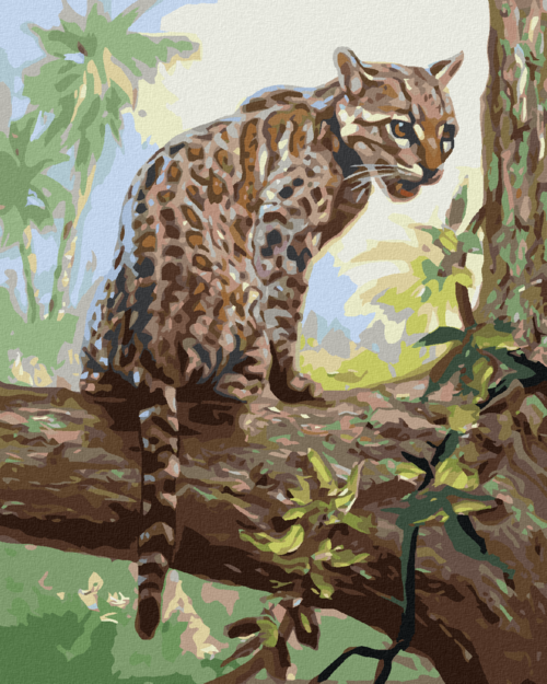 Zuty - Paint by Numbers - OCELOT CUB IN A TREE (D. RUSTY RUST), 40x50