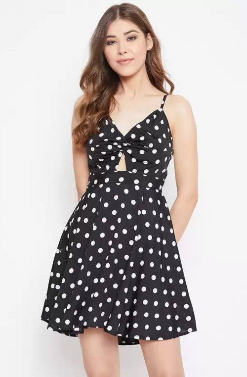 Women Fit and Flare Dress (Color Black) (Size S)