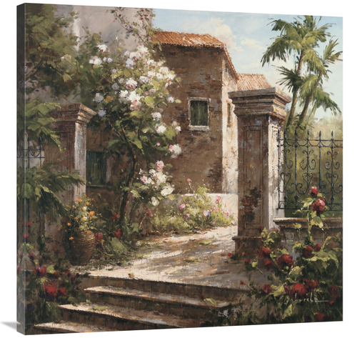 Global Gallery GCS-122589-3636-142 36 x 36 in. Courtyard with Flowers 