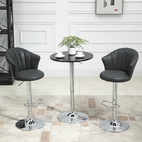 HOMCOM Bar Stool Set of 2 Adjustable Height PU Leather Upholstered