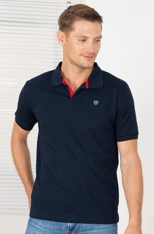Men Polo Collar T-shirt (ColorNavy Blue) (Size XL)