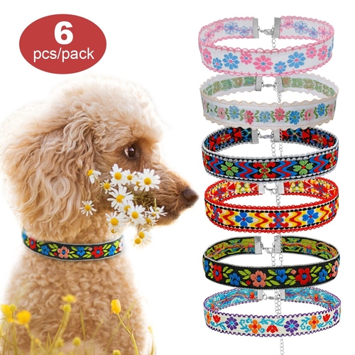 6pcs/pack Cute Dog Collar Accessories Adjustable