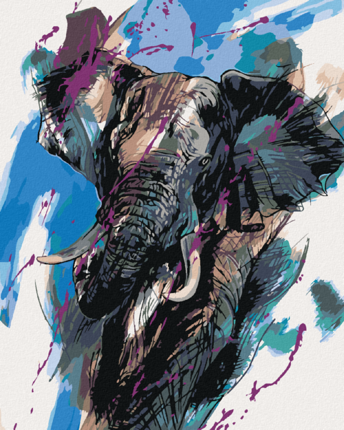 Paint by Numbers - ELEPHANT WITH COLOURS