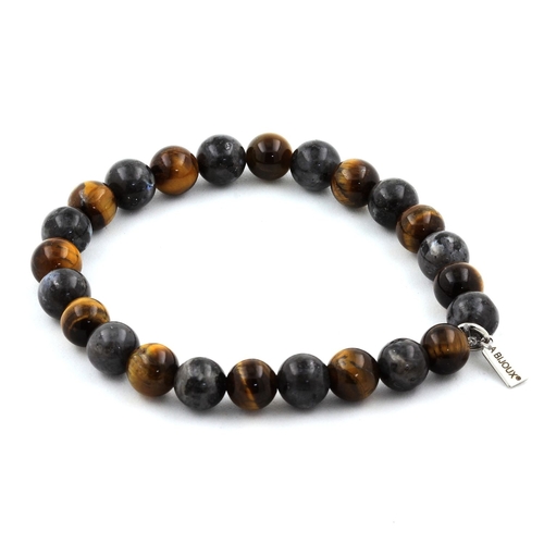 Labradorite + Tiger's Eye Bracelet 8 mm Beads.