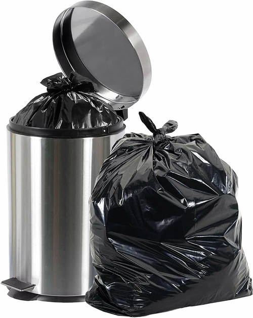 Pack of 500 Black Polyethylene Trash Bags 33 x 40. HDPE 33 Gallon