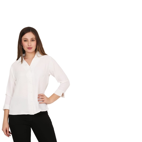 Women Solid Formal Shirt WHITE XL