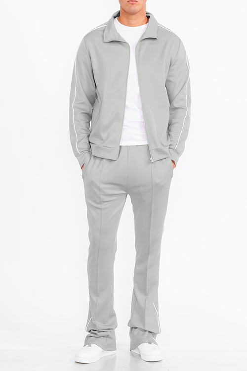 Flare Stacked Track Suit Matching Jacket and Pants Track Sweat Set 