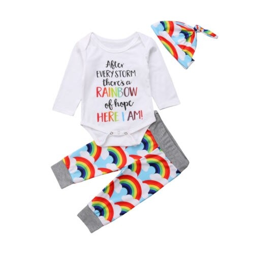 Newborn Baby Girl Rainbow Clothes Outfits 