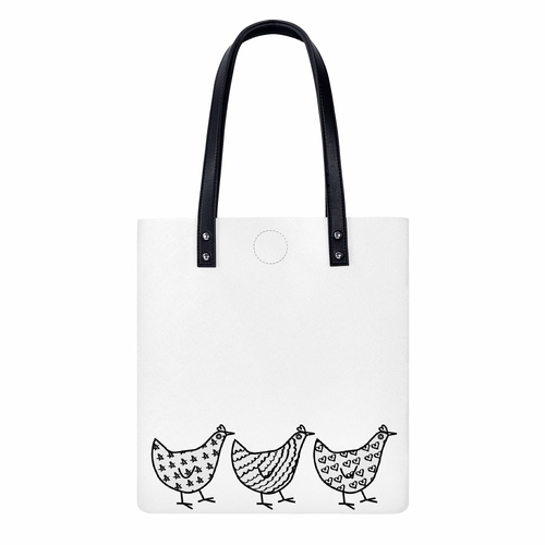 Jacki Easlick Three Chickens PU Leather Tote Bags