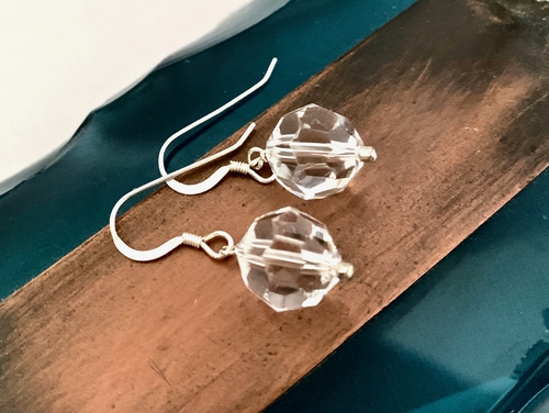 Clear Crystal Bead Dangle Earrings