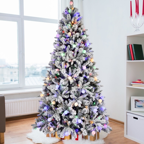7.5FT PE+PVC Floceked Christmas Tree with Easy Power & Memory Wire